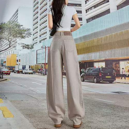 Летние цветные джинсы, штаны, высокая талия, оверсайз, свободный крой, по фигуре