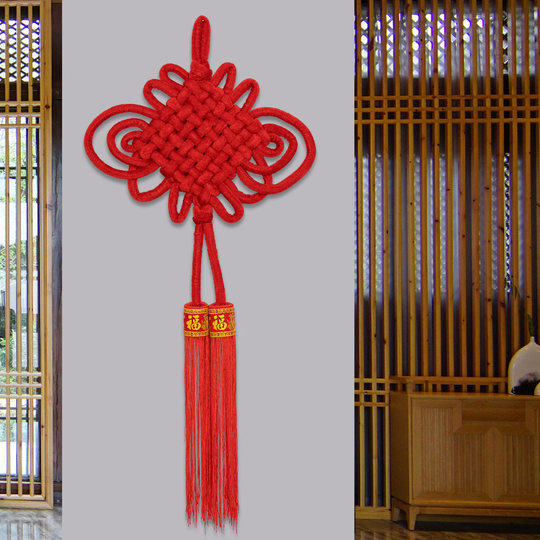 Кулон с китайским узлом для гостиной, большое красное украшение, новогодний вход, Новый год, маленький китайский фестиваль, мирный узел, куплет, подвесное украшение