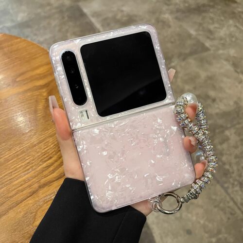 高级感手提珍珠挂链适用华为purax手机壳新款创意ins贝壳纹pura典藏版女款奢华简约全包超薄个性网红时尚防摔 - 图0