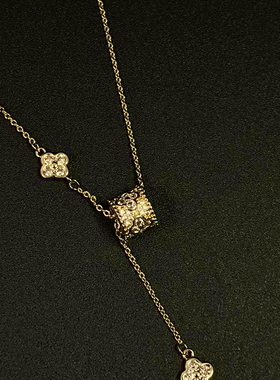 Vintage 古著「Fourleaf drum」金色项链