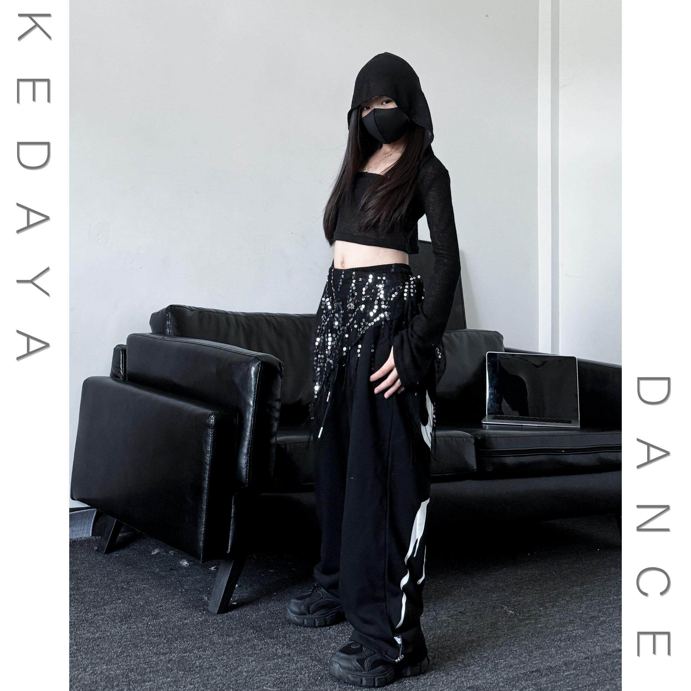 潮酷女童露脐连帽罩衣宽松束脚纯棉卫裤套装少儿爵士舞女团演出服,淘宝优惠券,粉丝福利购,淘宝优惠卷