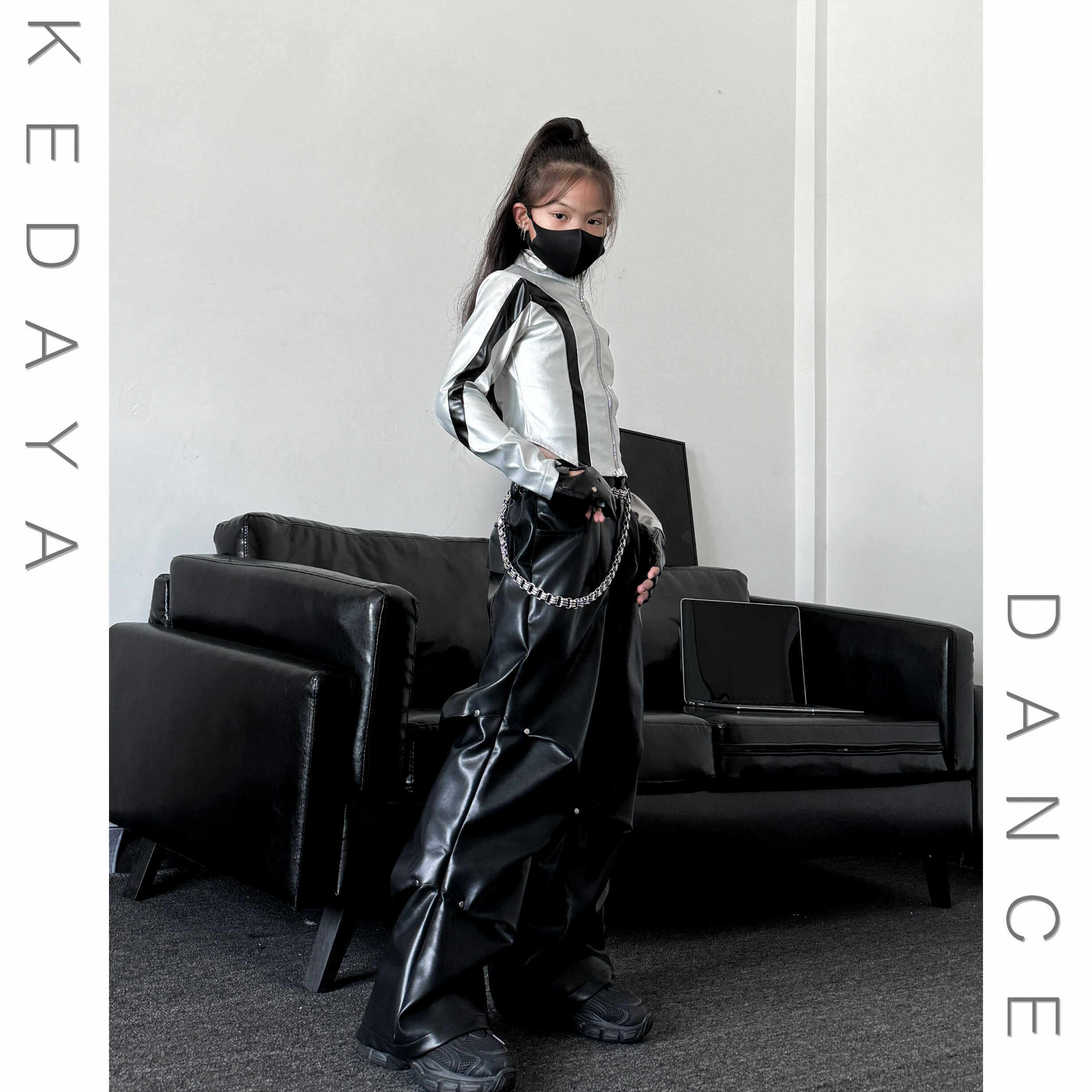 爵士舞服装女童银色皮衣外套皮裤子少儿欧美女团jazz表演出服套装,淘宝优惠券,粉丝福利购,淘宝优惠卷