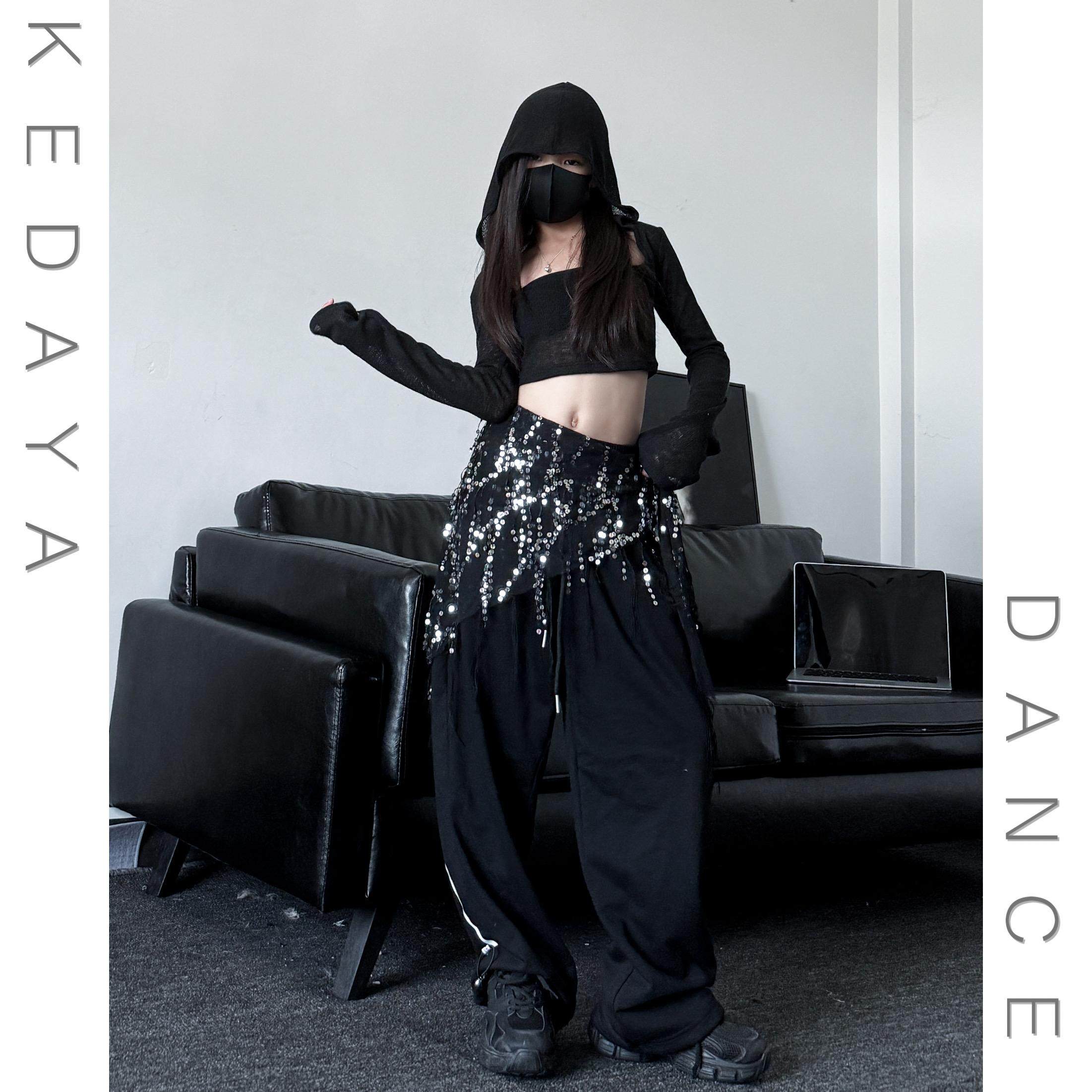 潮酷女童露脐连帽罩衣宽松束脚纯棉卫裤套装少儿爵士舞女团演出服,淘宝优惠券,粉丝福利购,淘宝优惠卷