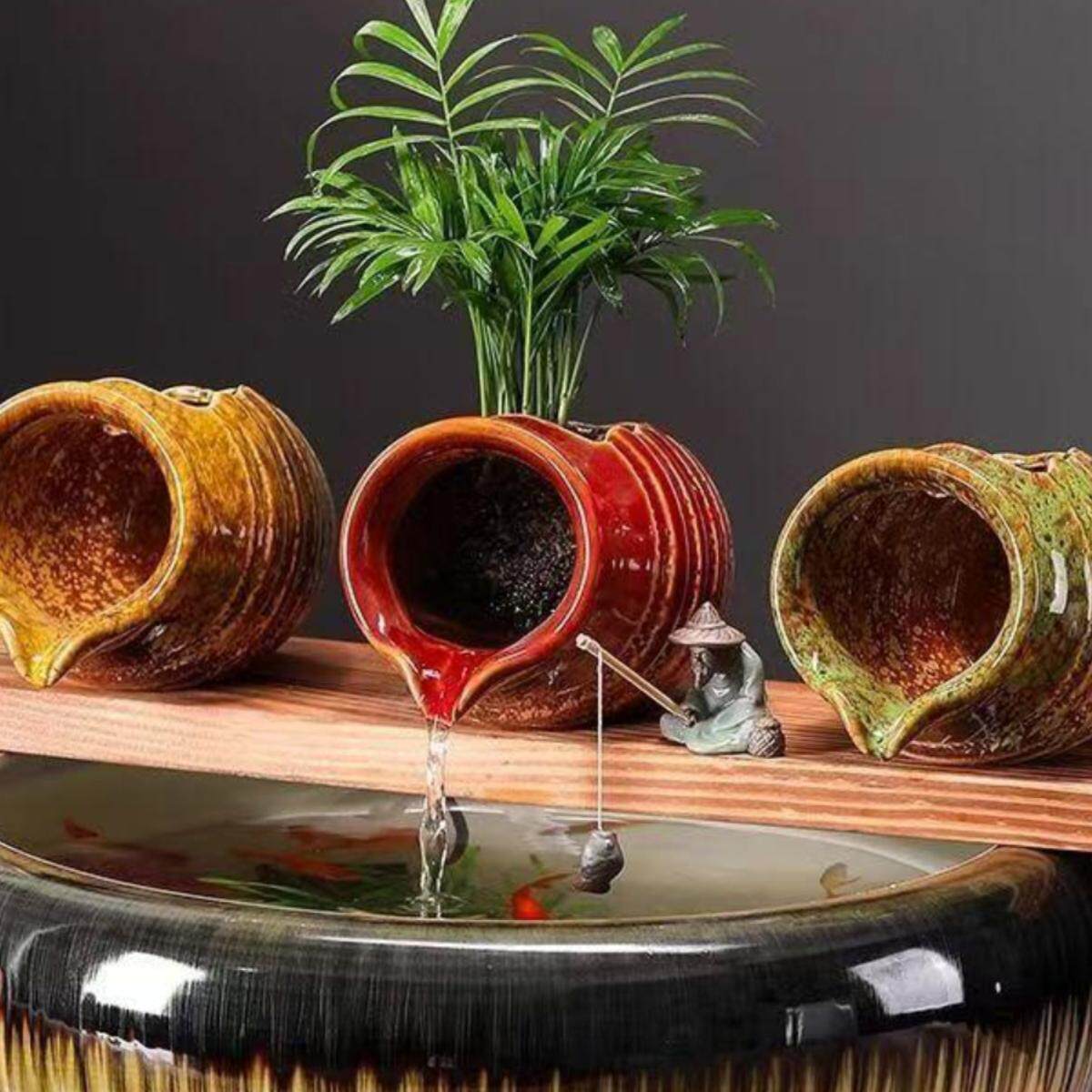 中式复古风鱼缸家用开口流水陶罐循环泵内饰鱼缸流水庭院造景,淘宝优惠券,粉丝福利购,淘宝优惠卷