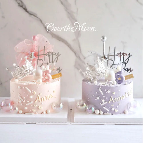 甜美公主风紫色系小仙女公主风蛋糕灰色蝴蝶结皇冠透明球周岁装饰 - 图2