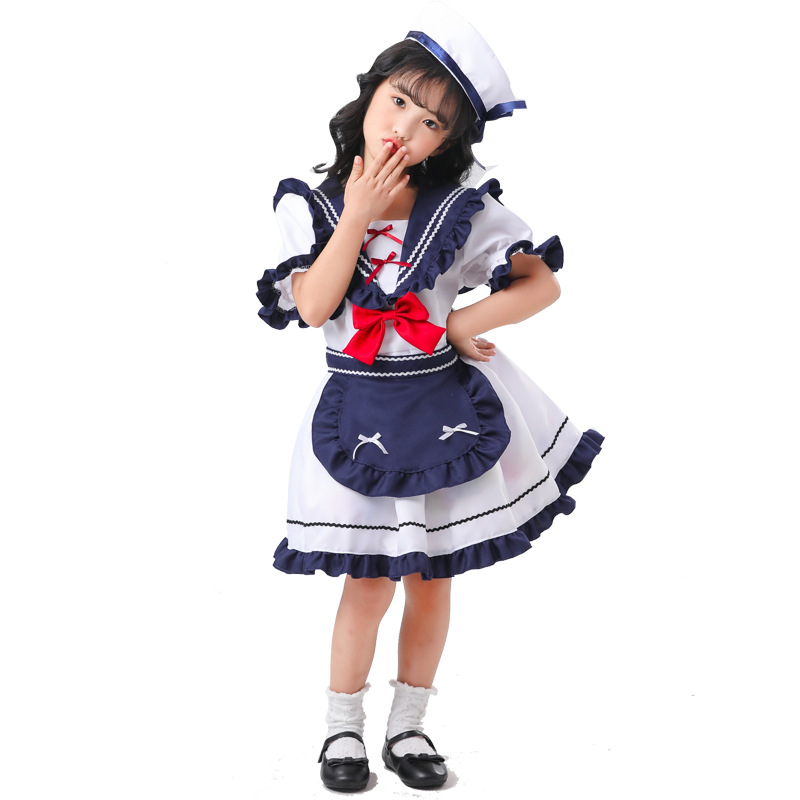 新款儿童女海军风洛丽塔JK女童制服动漫Cosplay水手裙舞台表演服 - 图3