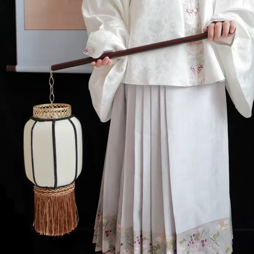 新中式麻布米白色古风灯笼手提汉服拍照舞台户外摄影道具密室逃脱 - 图1