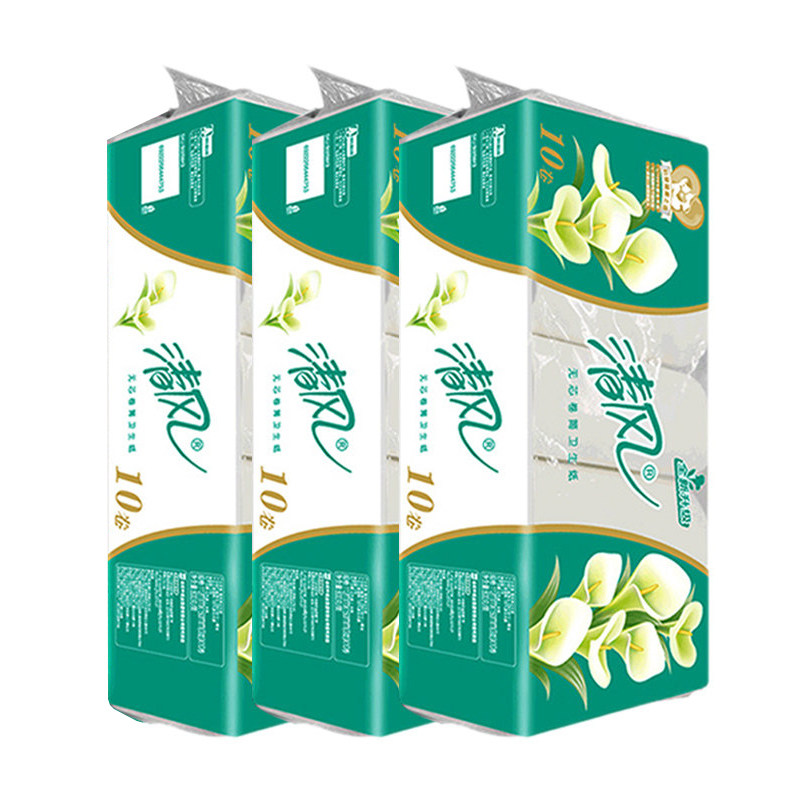 清风整箱家用马蹄莲3层30卷卷筒纸 谊瑞品凡家居卷筒纸