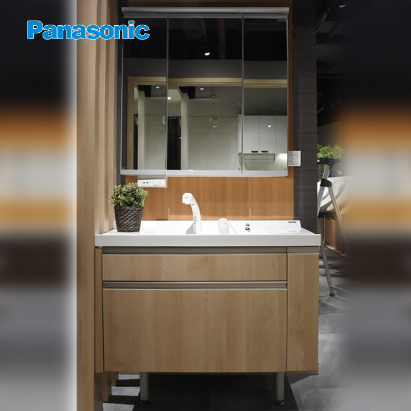 Panasonic松下韵纳系列洗面柜一米化妆柜木肌风合枫木色洗漱柜