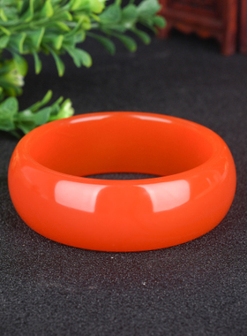 和田玉红玉手镯加宽平安镯