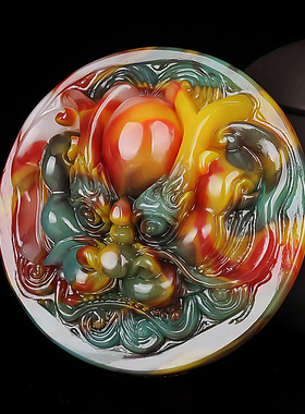 和田玉彩玉龙头皮带扣