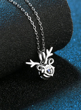 S925银镀18K金PT950铂金镶嵌D色莫桑石女轻奢时尚一鹿有你女项链