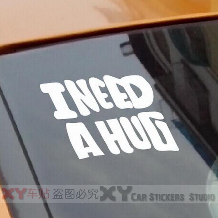 XY車贴  I NEED A  HUG英文车贴 笔记本 旅行箱贴纸 反光车贴 - 图1