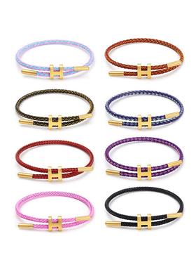 可穿3D转运珠钢丝绳红绳手链防水耐磨H型伸缩款可调节男女款小众