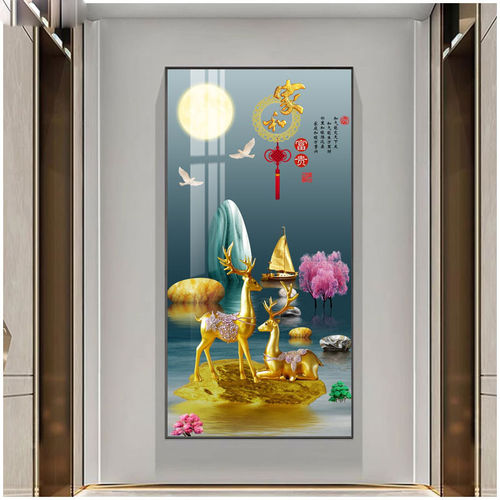 玄关装饰画现代简约入户客厅走廊壁画轻奢风过道竖版大气高端挂画 - 图3