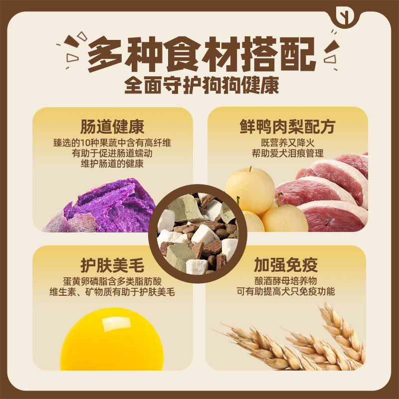 纯皓全价风冻鲜鸭肉梨犬粮风干冻干比熊柯基泰迪通用型狗粮1.5kg
