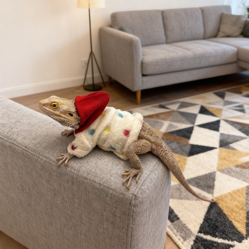 守宫小衣服爬宠衣服鬃狮蜥卫衣蜥蜴连帽衫外出变身装蓝舌睫角帽子 - 图0