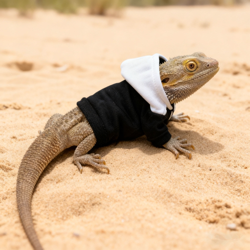 守宫小衣服爬宠衣服鬃狮蜥卫衣蜥蜴连帽衫外出变身装蓝舌睫角帽子 - 图2