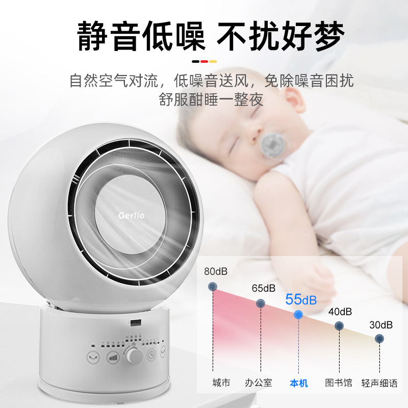 Sparllo官方海外旗舰店德国Gerllo无叶电风扇落地家用台式小型静音摇头电扇冷暖两用床上3