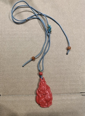 原矿朱砂含量90左右 精品红砂媚狐九尾狐吊坠 女饰品礼物