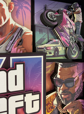 凹凸Panda手作侠盗猎车手GTA6给他a罪恶都市R星游戏纸艺立体挂画