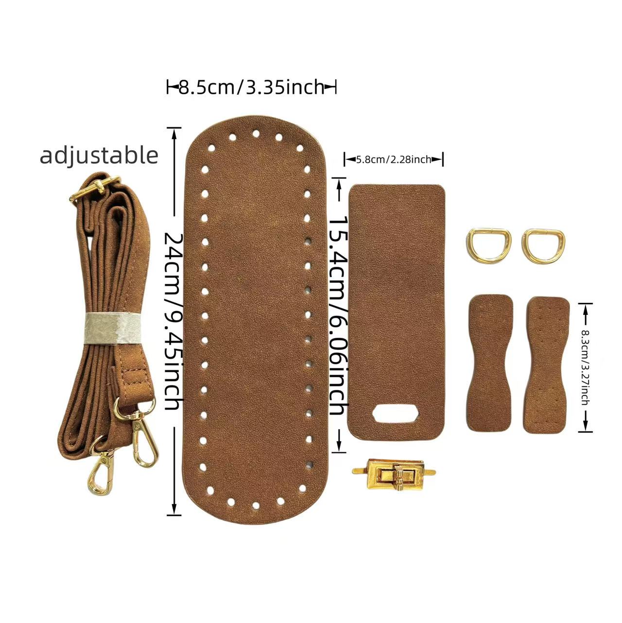 手工包皮革配件斜挎包磨砂皮5件套PU包底包盖材料diy自制编织包包 - 图0