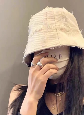 渔夫帽出游日系女四季复古毛边