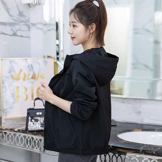 Frühherbstmäntel für Damen, kurze Windjacken mit Kapuze für Frühling und Herbst für Damen