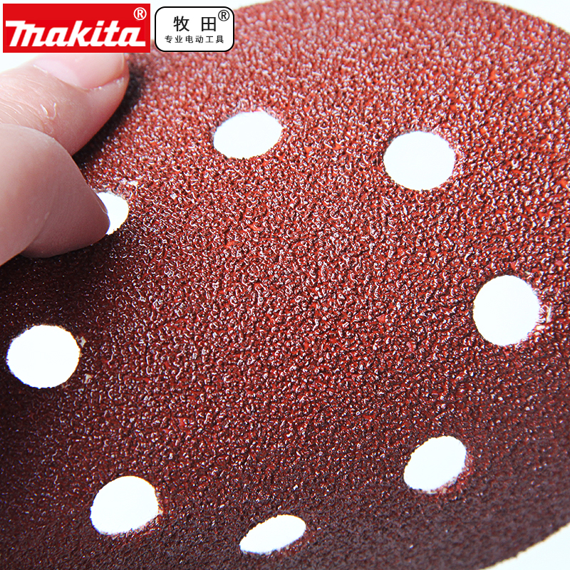 makita牧田植绒砂纸125mm砂纸片5041打磨片圆形砂纸M9204用家具磨 - 图3