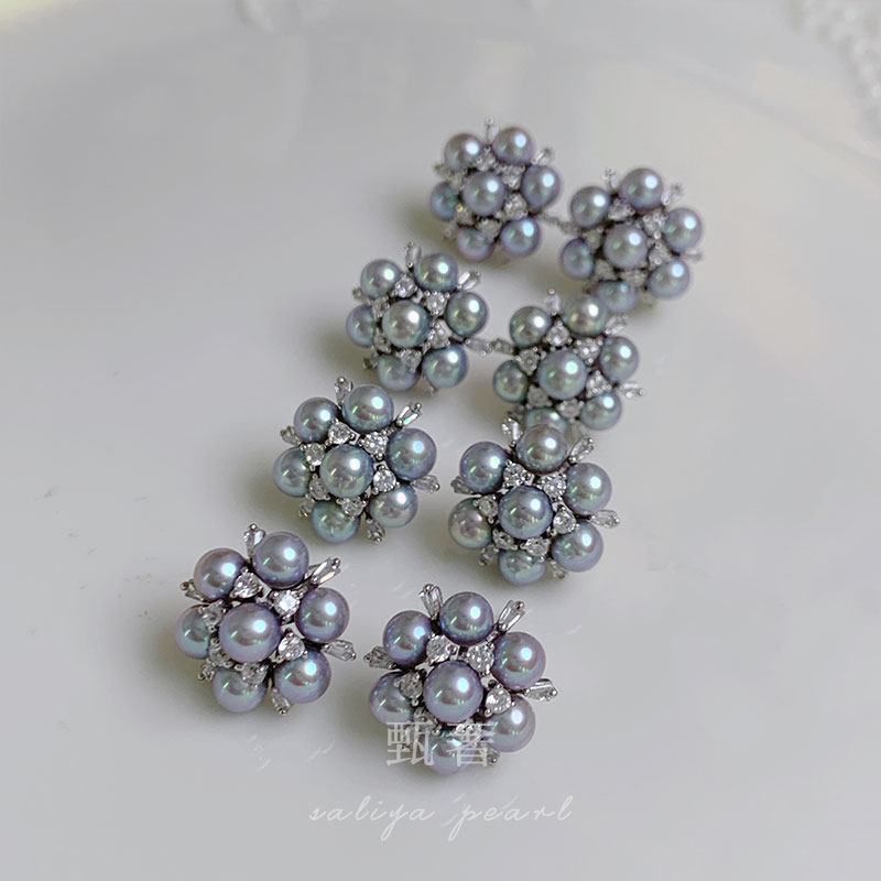 甄奢《莫问雪》极光正圆银蓝色珍珠雪花纯银耳钉气质百搭耳饰礼物,淘宝优惠券,粉丝福利购,淘宝优惠卷