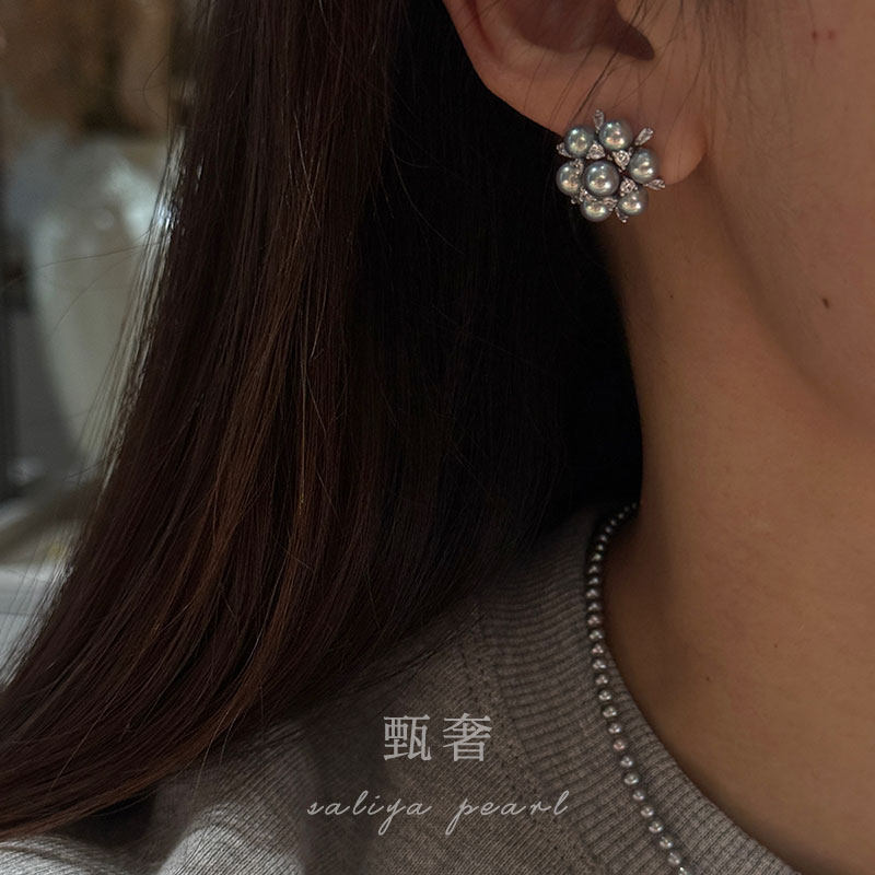 甄奢《莫问雪》极光正圆银蓝色珍珠雪花纯银耳钉气质百搭耳饰礼物,淘宝优惠券,粉丝福利购,淘宝优惠卷