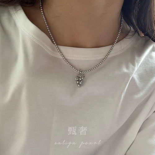 《隐月》3-4mm灰色天然淡水小珍珠项链锁骨链叠戴神器媲美真多麻 - 图1