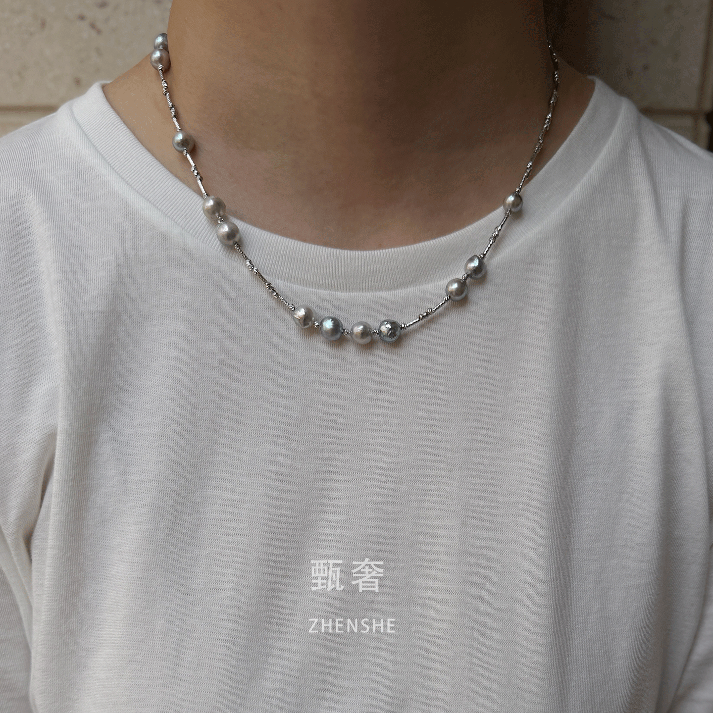 《夜阑星河》海水巴洛克真多麻满天星项链清冷灰色系高级感锁骨链,淘宝优惠券,粉丝福利购,淘宝优惠卷