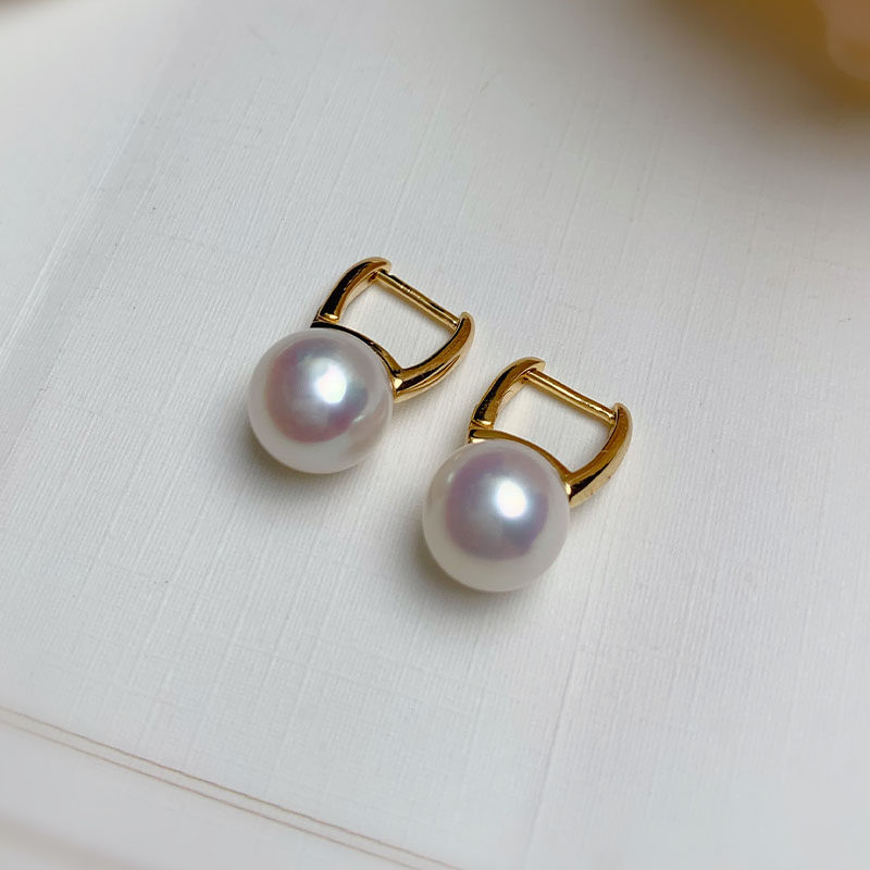 《指尖》M家同款精工纯银镀金水桶耳钉天然珍珠通勤OL耳扣耳饰女,淘宝优惠券,粉丝福利购,淘宝优惠卷