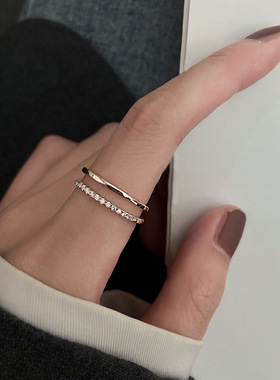 食指戒指女冷淡风时尚个性纯银戒指女ins潮开口戒指简约ins风指环