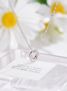 925纯银几何圆圈项链女 ins简约锁骨链气质小众设计感冷淡风饰品