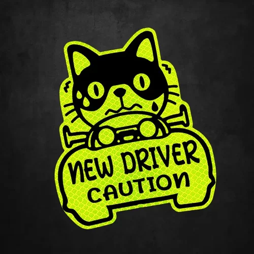 亚马逊卡通新手司机反光车贴STUDENT NEW DRIVER CAUTION警示贴 - 图1
