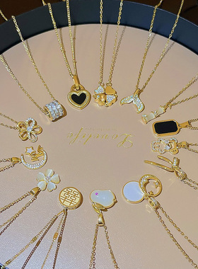 轻奢不掉色钛钢项链女轻奢小众吊坠锁骨链气质高级感百搭颈链项饰