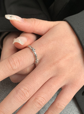 s925镀银克克鸢尾开口戒指女轻奢小众设计精致高级冷淡风复古