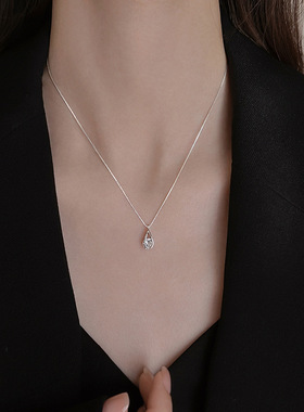 925纯银水滴项链2023新款爆款女小众设计锁骨链轻奢高级饰品