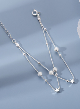 925纯银双层星星手链女生韩版学生个性手饰ins小众设计2023新款