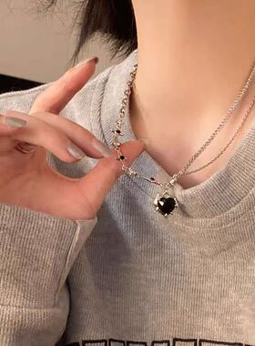 甜酷辣妹爱心芒星项链女轻奢小众毛衣项链时尚百搭卫衣链配饰