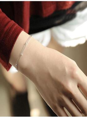 925纯银手链 女款 韩版时尚简约小圆球手链 气质纯银饰品