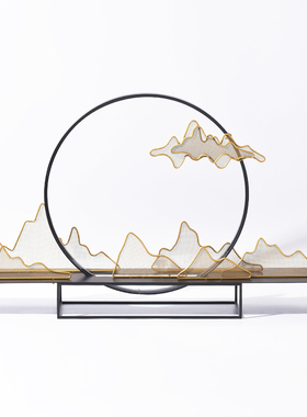 新中式铁艺摆件创意金属云山摆设电视柜玄关过道酒店样板房装饰i.