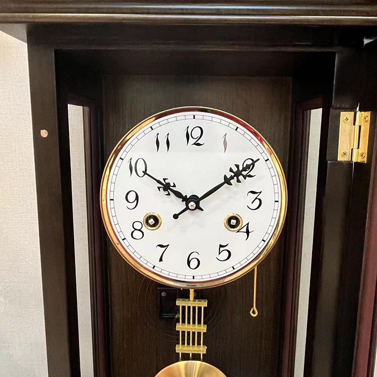 新款纯实木座钟新中简约打响整点报时上链发条客厅钟台钟纯铜机芯-图2