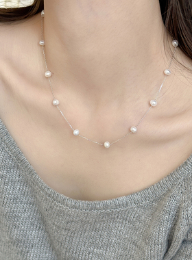 满天星天然淡水珍珠S925纯银项链