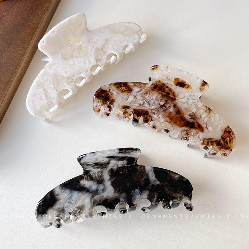 韩国轻奢优雅鲨鱼夹发卡新款高级感发夹女后脑勺盘发醋酸大号抓夹 - 图3