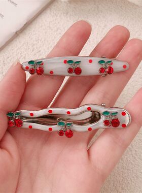 少女感金属樱桃发夹滴油红色发饰