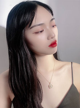 轻奢镶钻珍珠吊坠高级感女士项链