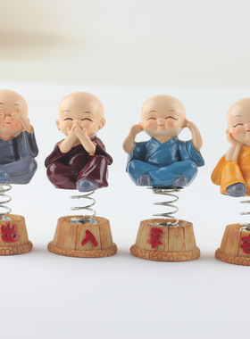 摇头小和尚保平安可爱风汽车摆件